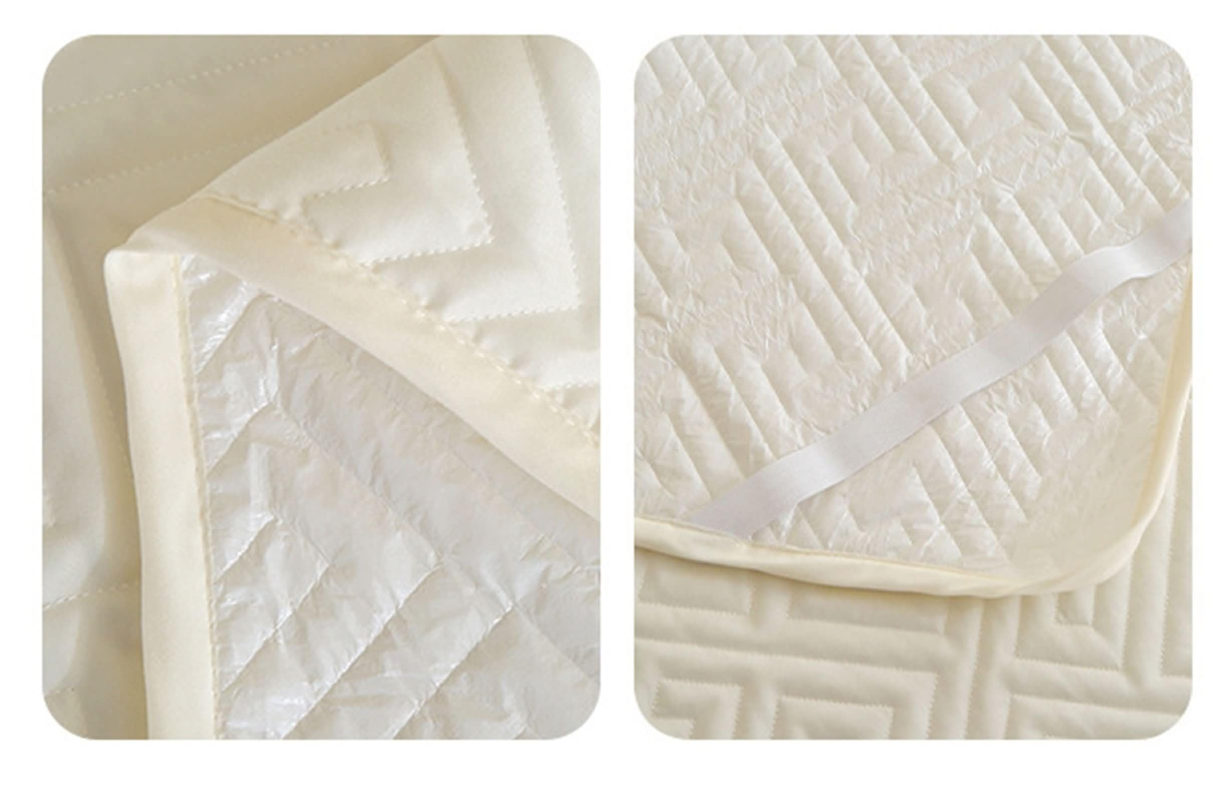 AMDXD Funda de colchón de 120 x 200 cm con 1 funda de almohada, juego de 2 piezas, hipoalergénico, cubrecolchón de invierno, monocolor, beige, blanco, comodidad para dormir, sábana bajera de algodón