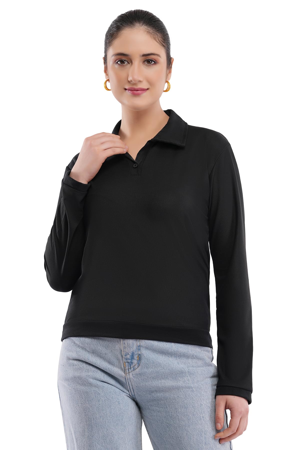 rusmach fashion CollarTshirt for Woman Collared Neck Regular fit,More Stylish Full Sleeve Tshirt-picture-23