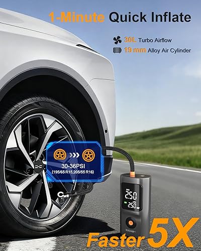 Miniatura 3 de Inflador de neumáticos, compresor de aire portátil, bomba de aire para neumáticos de automóvil, inflador de neumáticos portátil de doble potencia e