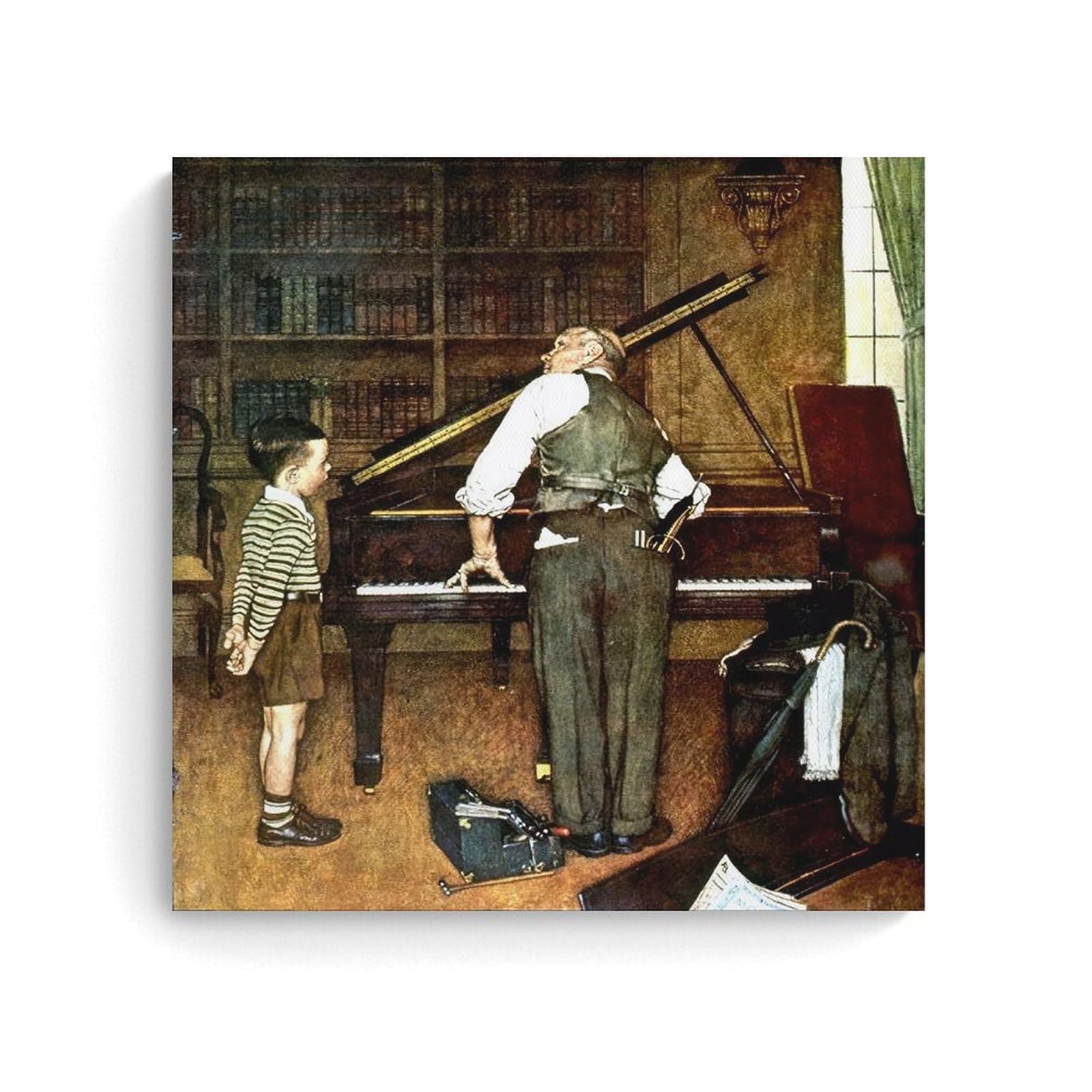 Norman Rockwell Art poster Piano Tune Wall Art Bedroom Prints Home Decor Hanging Picture Canvas Paintings 12x12inch(30x30cm)