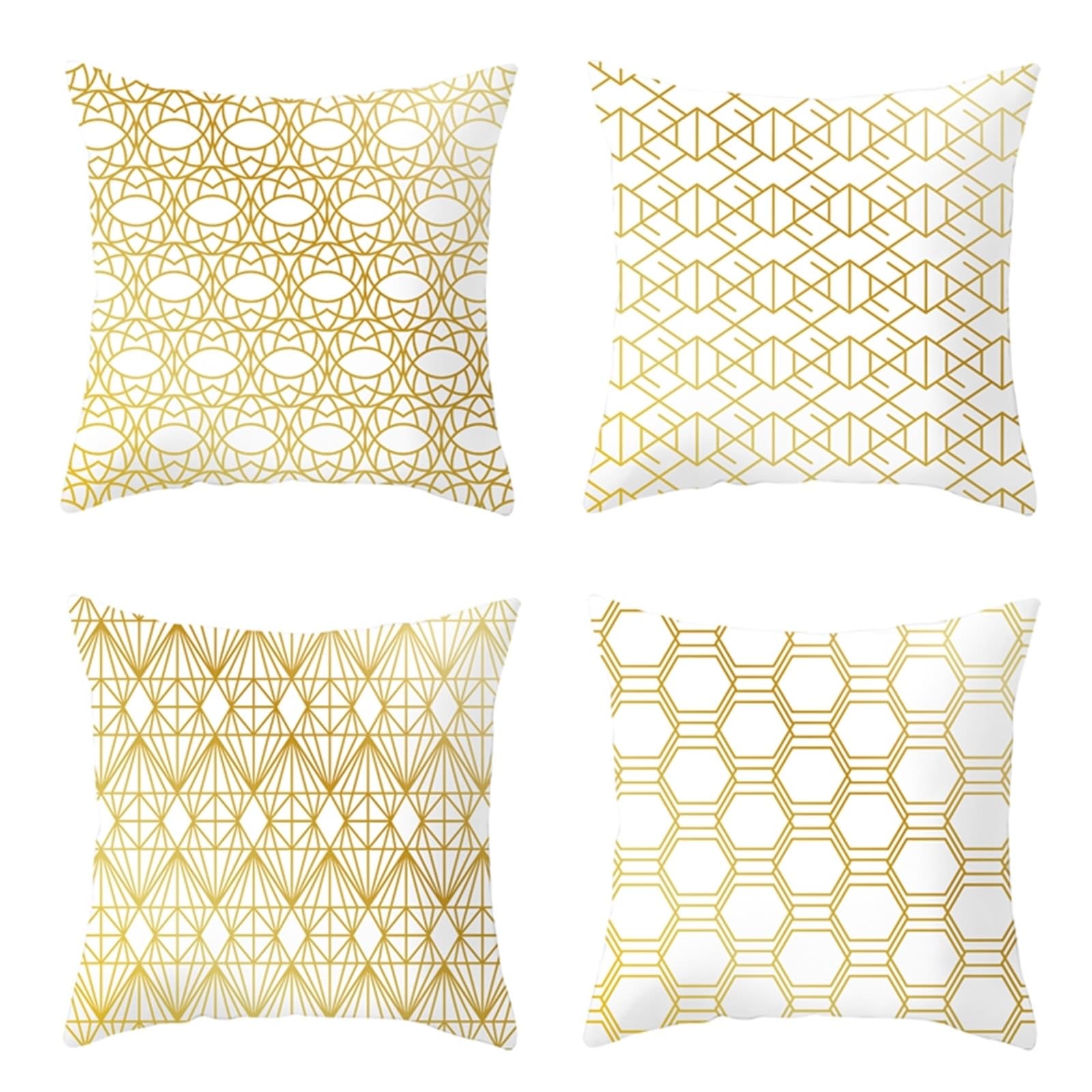 Housses de coussin pour canapé motif géométrique blanc et or doux 40x40 cm