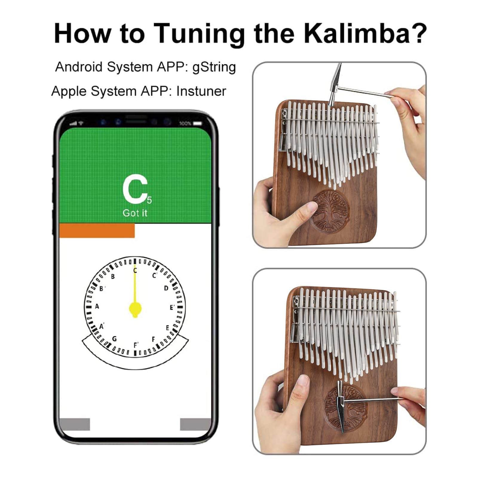 Hluru Kalimba - Pianoforte da pollice a 38 tasti, strumenti musicali accordati a C, a doppio strato, con libro di canzoni Kalimba, tuning e altro ancora, per bambini, adulti, principianti e