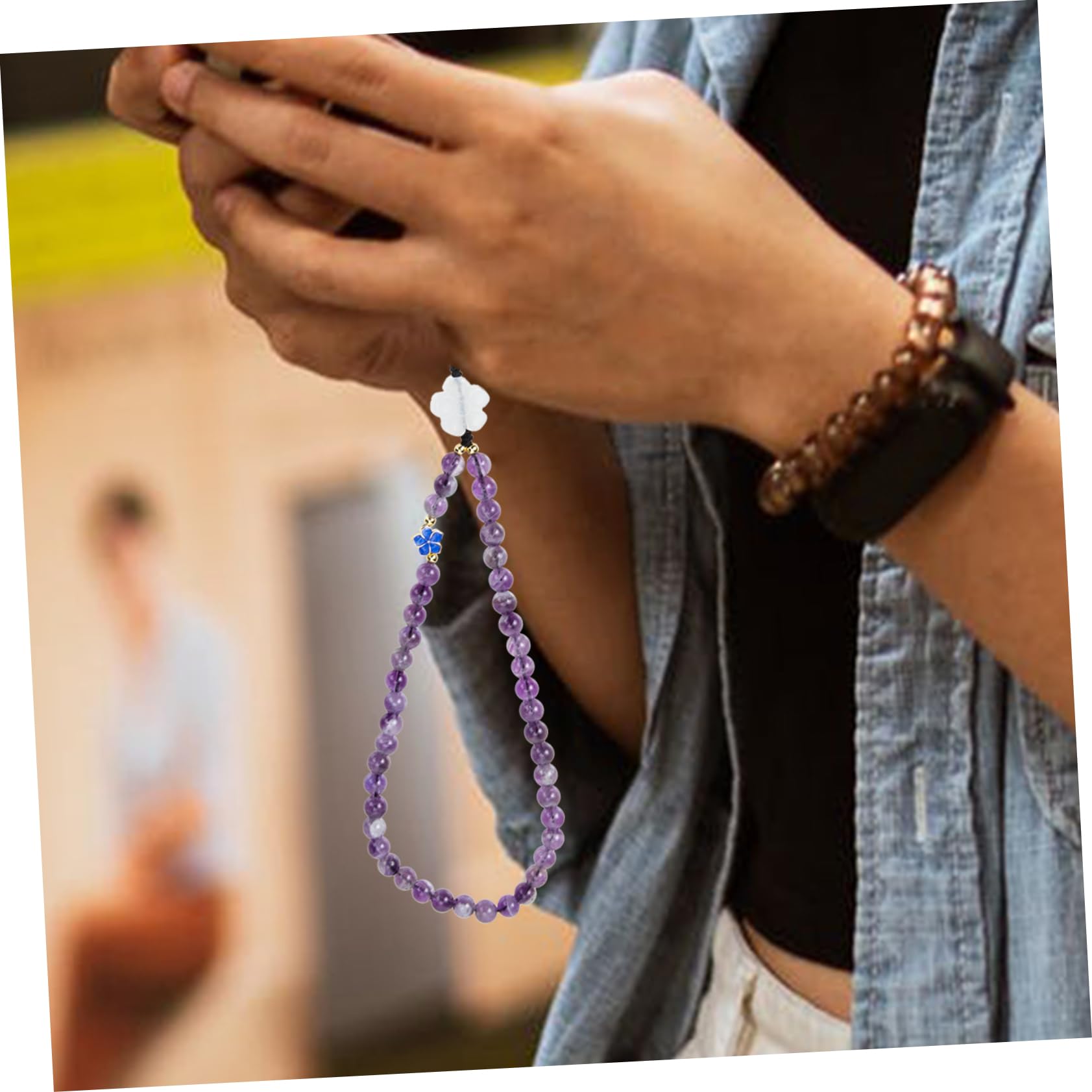 jojofuny 2 Piezas De Amatista Del Teléfono Móvil Decoración Del Teléfono Cordón De La Llave Cordón Del Teléfono Cadena Del Teléfono Inteligente Del Teléfono Móvil