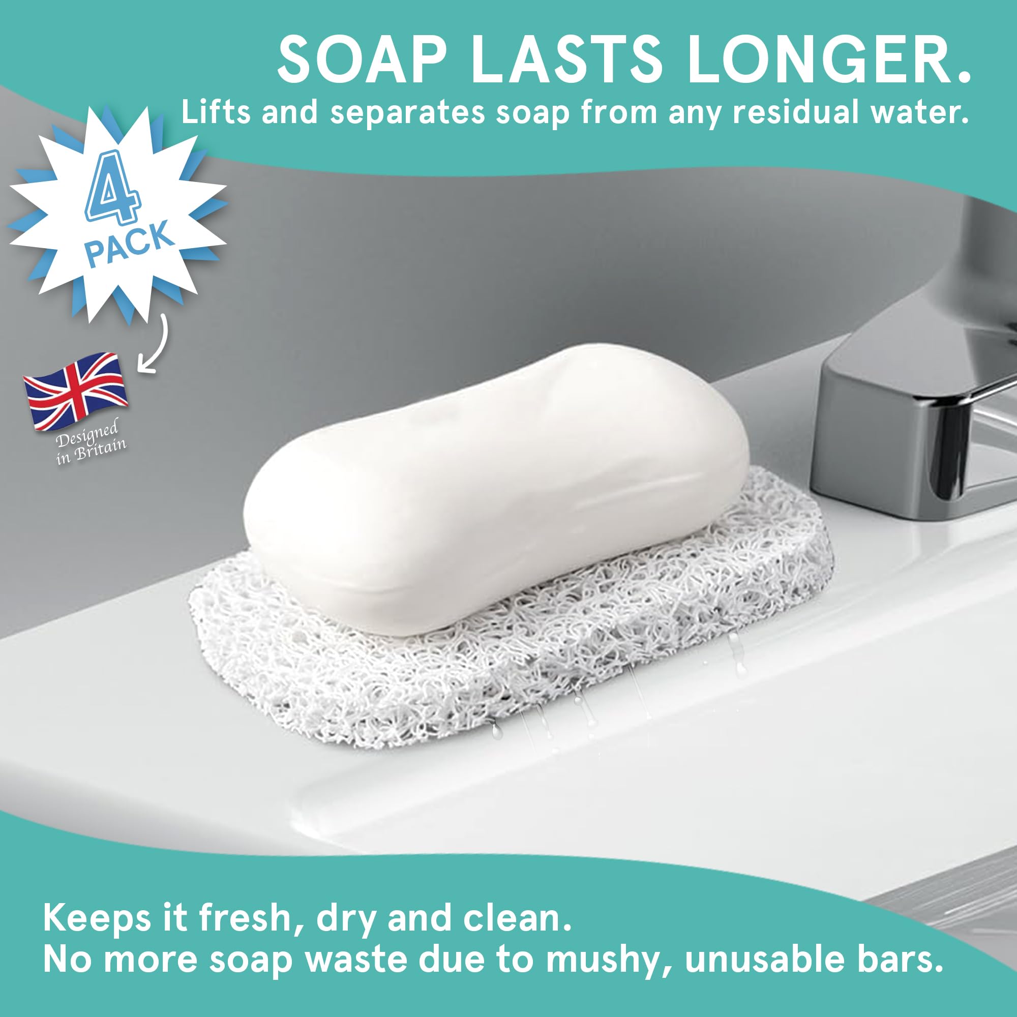 Soap Saver by Smith’s®, White, 14 cm (L) x 8 cm (W) x 1.2 cm (H) - Image 2