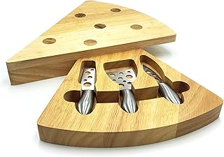 Rubber Wood Cheese Board Set - Charcuterie Platter with Cutlery Set - Perfect for Birthday, Housewarming & Wedding Gifts, Can Be Used in Sets Forming a Center Piece
