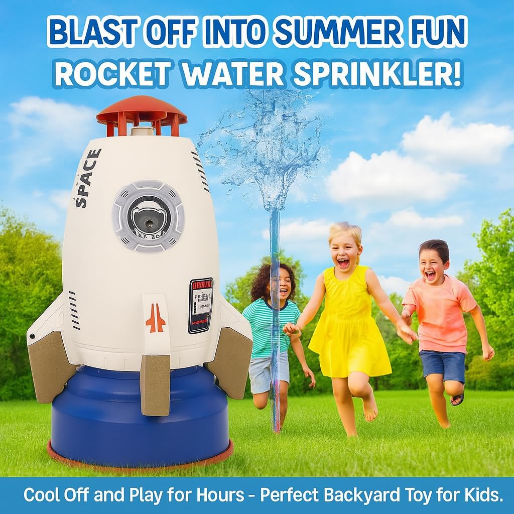 Jugutoz Outdoor Water Rocket Sprinkler Toy for Kids | Backyard Splashing Summer Toy for Toddlers & Children Age 1-8 | Fun Water Spray Play Toy for Boys & Girls 3