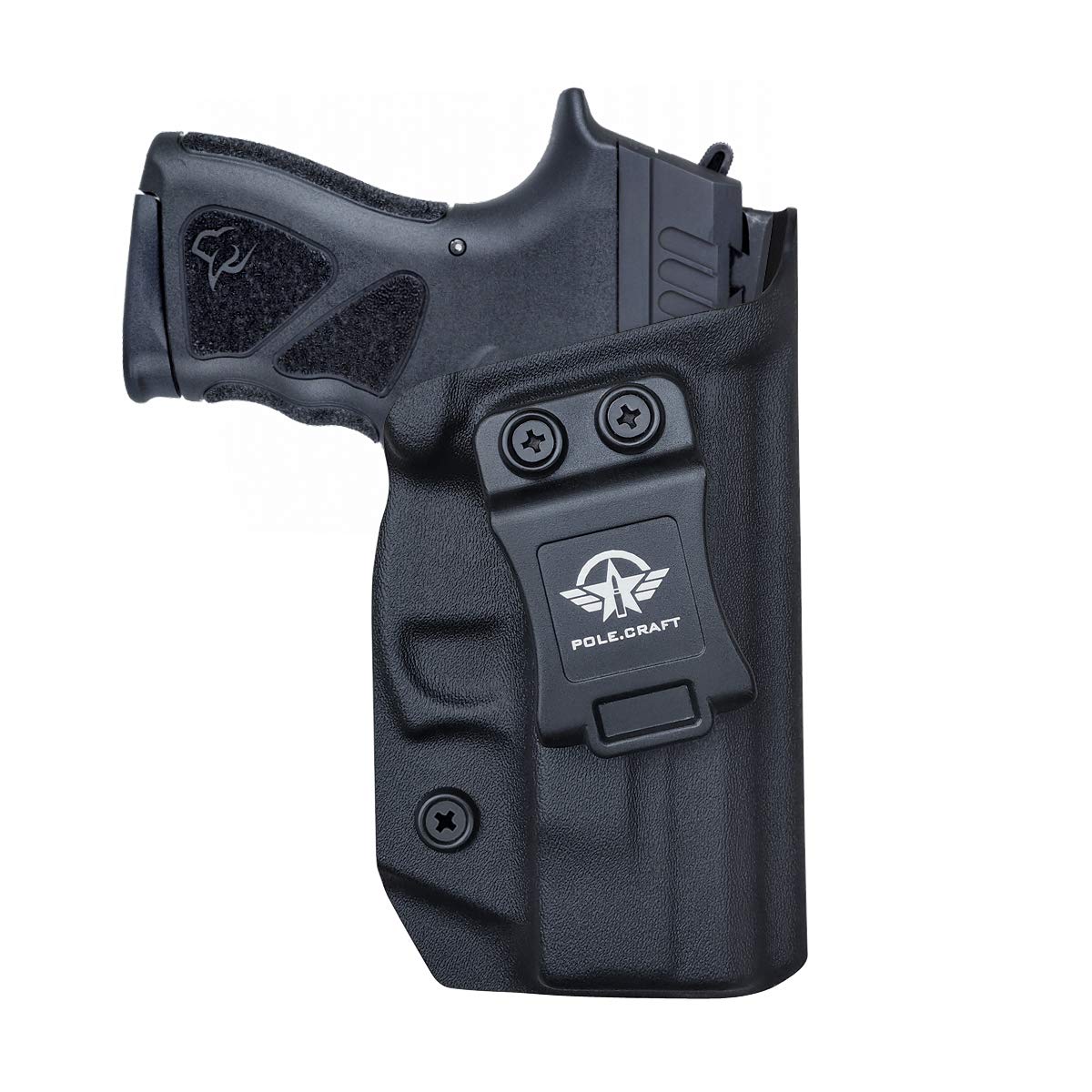 Taurus TH9C Holster,IWB Kydex Holster Fits : Taurus TH9C Pistol Case?Inside Waistband Concealed Carry Holster?Adj. Cant Retention?Cover Mag-Button?No Wear?POLE.CRAFT (Black, Right Hand Draw)