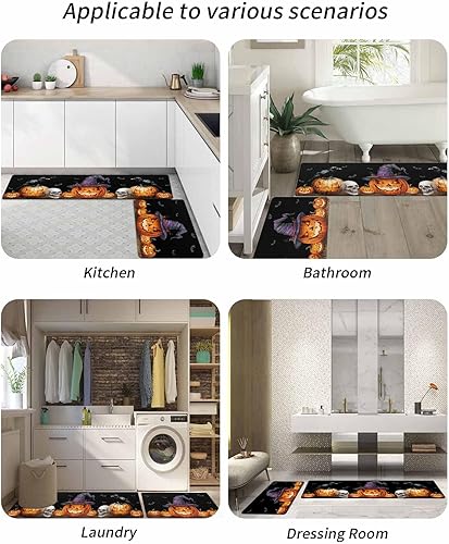 Miniatura 6 de Tapete de baño de calabazas de Halloween, antideslizante, de secado rápido y absorbente, de tierra de diatomeas, para fregadero de cocina, lavable,