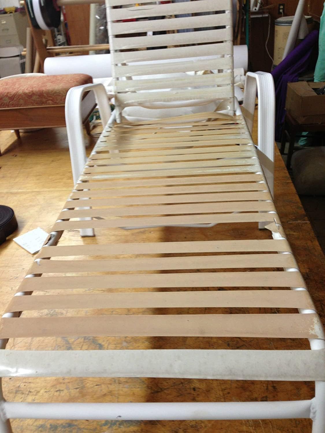 1.5" Vinyl Straps for Patio Chairs Repair Kit Lounge Patio Chair Repair Strapping Outdoor Patio Furniture Repair 20' Matte Finish (White) + 20 Rivets!