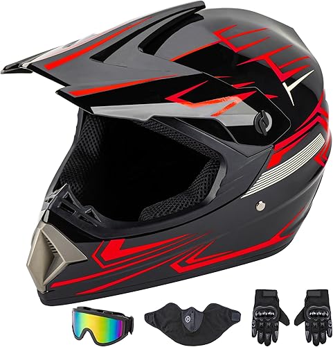 CARTMAN Casco para adultos de bicicleta de tierra, casco de motocicleta de cara completa aprobado por el DOT, mate negro y amarillo para motocross,