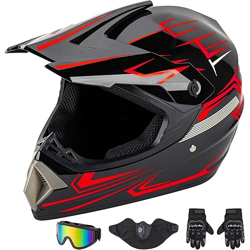 CARTMAN Adult Dirt Bike Helmet, DOT Approved Full Face Motorcycle Helmet, Matte Black and Yellow for Motocross, ATV, Offroad, Dirtbike