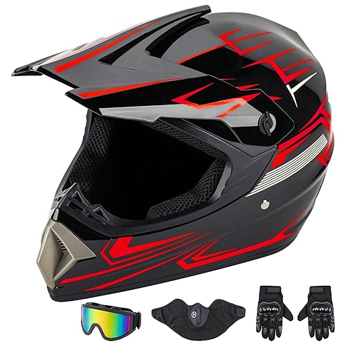 CARTMAN Adult Dirt Bike Helmet, DOT Approved Full Face Motorcycle Helmet, Matte Black and Yellow for Motocross, ATV, Offroad, Dirtbike