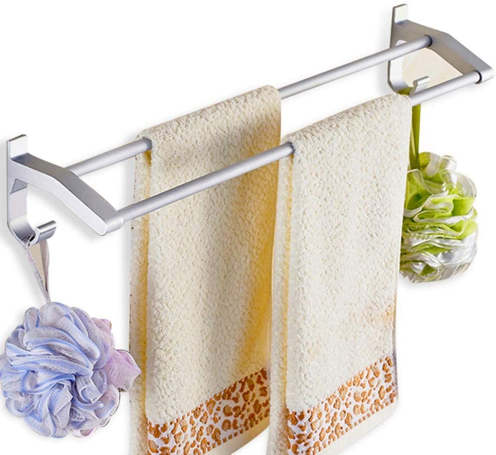 FGXHHS Bathroom Punch-free Towel rack,Space aluminum Thicken rail,Kitchen hanging rod,Super load-bearing Anti-rust towel bar -B 50cm(20inch)