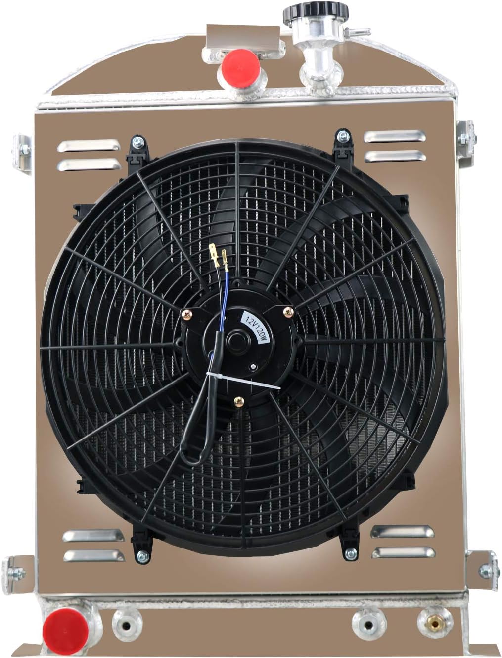 ALLOYWORKS 4 Row All Aluminum Radiator + Shroud Fan+Relay For 1928-1931 Ford Model-A Ford Grill Shells Ford Engine 1928 1929 1930 1931