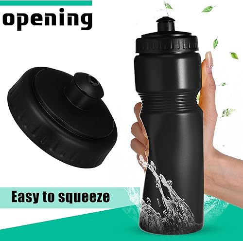 Miniatura 10 de Sunnyray 10 botellas de agua deportivas reutilizables de 23 onzas, botellas de agua de plástico en blanco con tapa superior para niños y adultos,