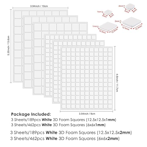Miniatura 10 de Juego de 6 cuadrados de espuma adhesiva de doble cara 3D de 2 tamaños para hacer tarjetas, adhesivos dimensionales adhesivos adhesivos adhesivos