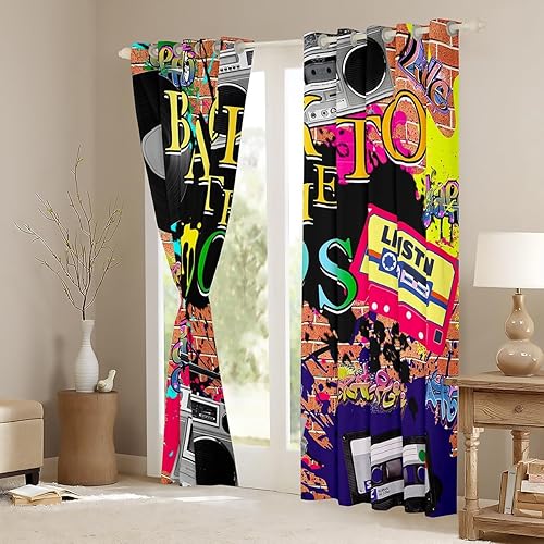 Miniatura 4 de Erosebridal Cortinas opacas de moda de los años 90, 30 % a 50 % para dormitorio, cortina de ventana con cinta de radio retro, tratamientos de