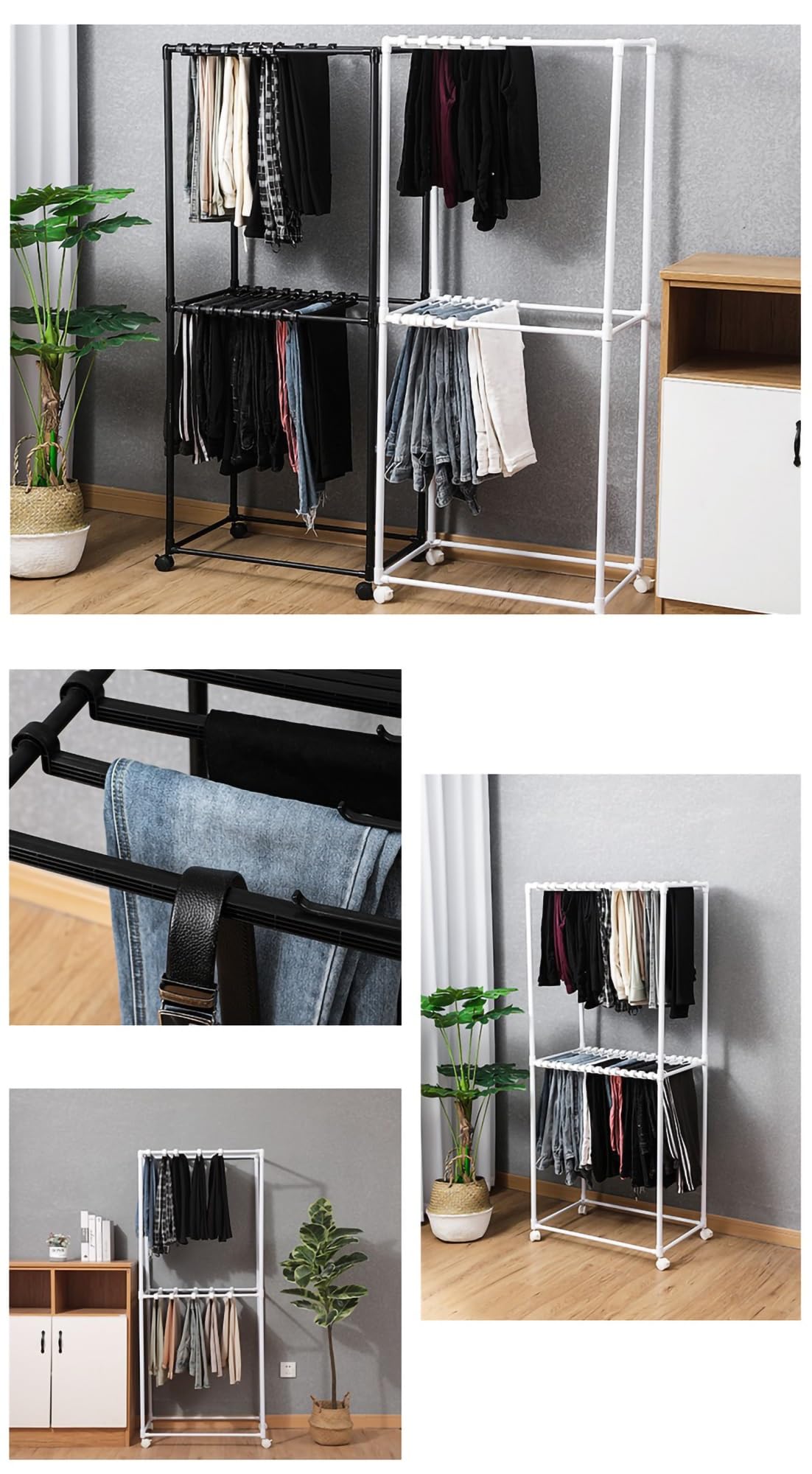 Hosenregal, beweglicher Präsentationsständer mit Aufhängern, erweiterbarer Schrank-Organizer für Schals, Röcke und Jeans