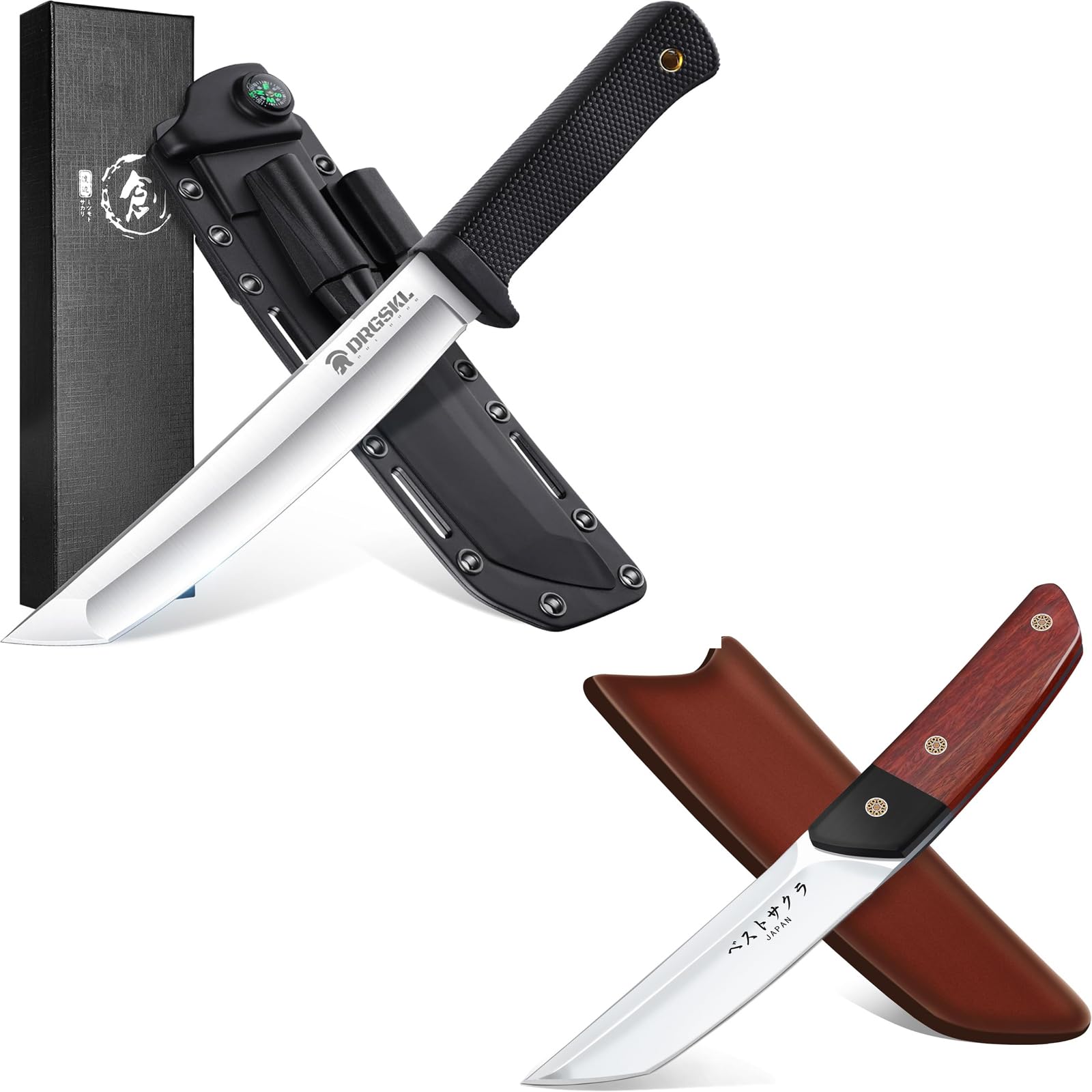 DRGSKL Recon Tanto Survival Messer Outdoor Scharfe mit Japanisc-Tanto-Outdoor-Messer mit feststehender Klinge