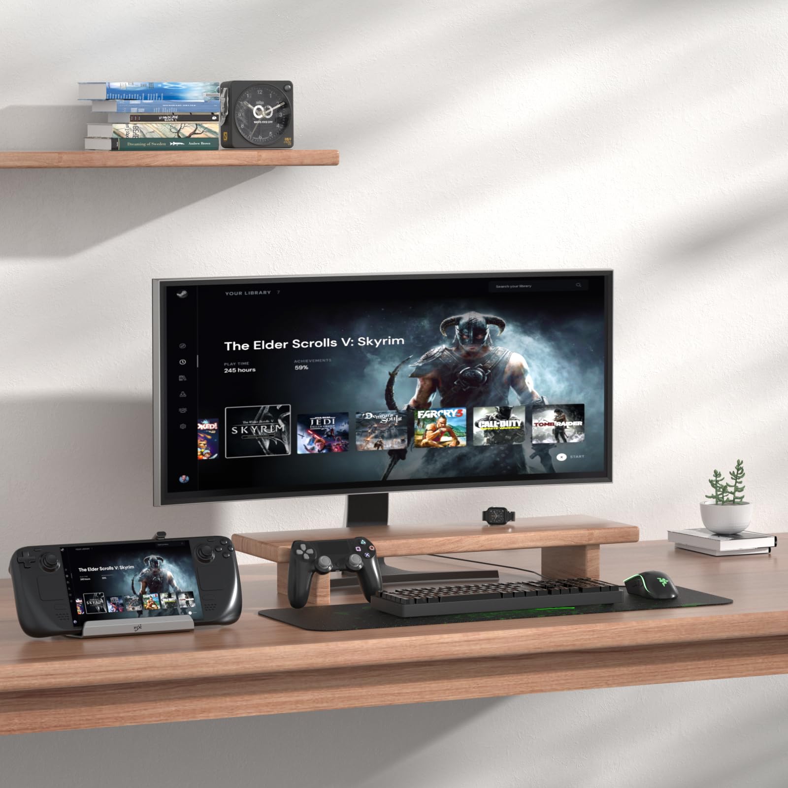 Station d'accueil 14-en-1 YCBUENO pour Steam Deck avec Deux Ventilateurs, Compatible avec Steam Deck & OLED/Nintendo Switch & 2 / ASUS ROG Ally & X/Lenovo Legion Go & S & 2 / MSI Claw,Accessoires