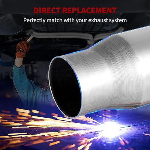 Miniatura 4 de YITAMOTOR Convertidor catalítico universal de 3 pulgadas, convertidor catalítico de entradasalida de 3 pulgadas de ajuste directo (compatible con