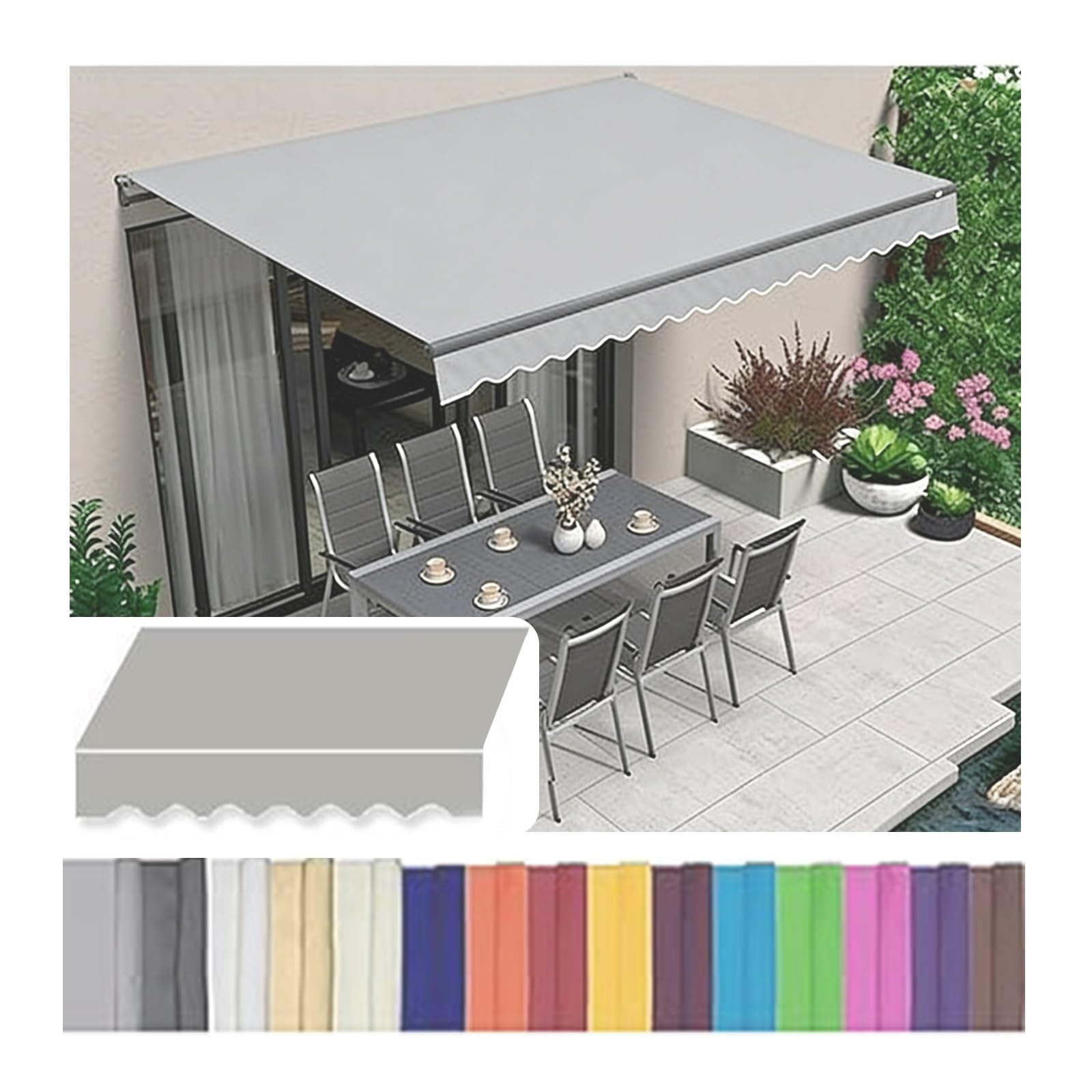 Tissu de rechange pour auvent rétractable extérieur 4x3.5 m