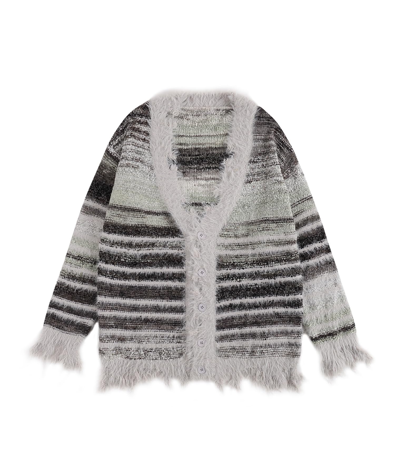 Bakyarder Womens Cardigan Y2k Open Front Casual V Neck Knit Sweater Gradient Pinstripe 2025 Outfits