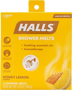Halls Soothing Shower Melts 5 Pack - Honey Lemon Scented Aromatherapy Shower Steamers with Essential Oils