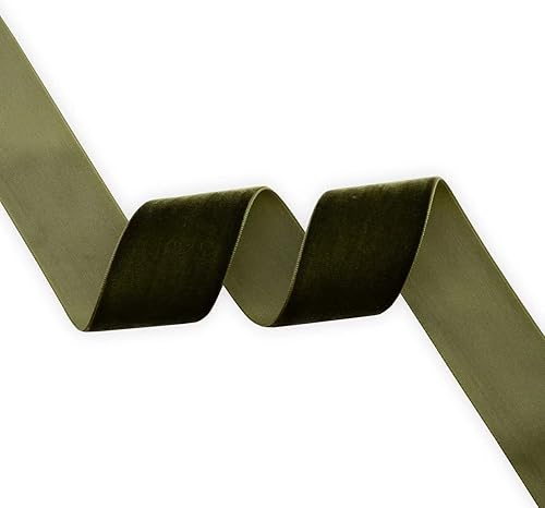 Miniatura 3 de KLTRIBBON Cinta de terciopelo de nailon de una sola cara, carrete de 1 12 pulgadas x 25 yardas (verde musgo)