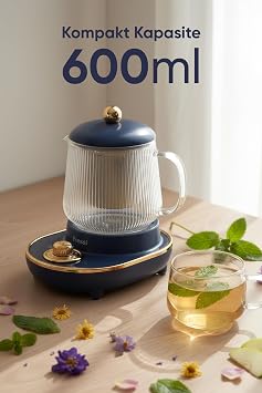 YSB-GC03 Venice Elektrikli Cam Su Isıtıcı, 600ml, Lacivert