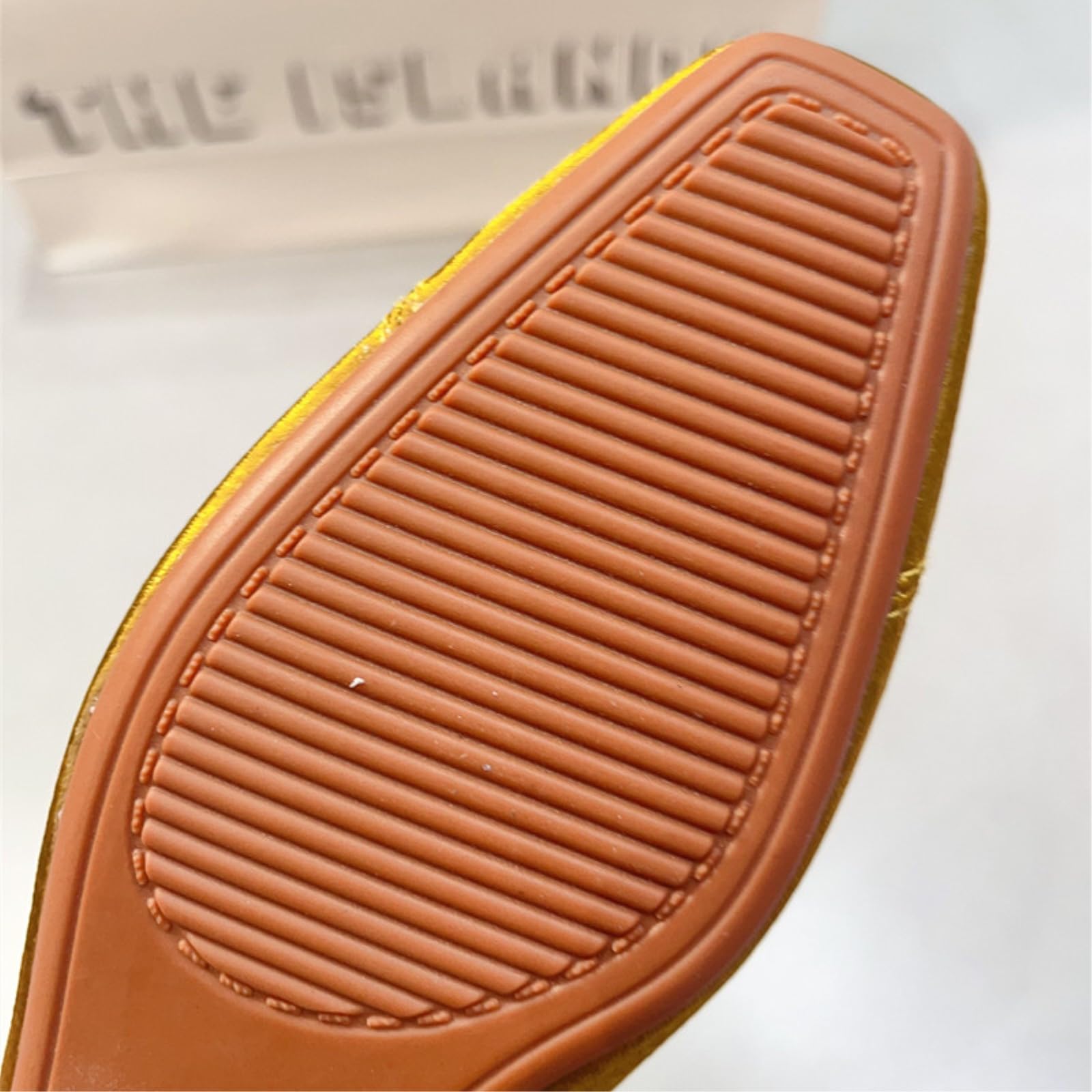 JJDFW - Scarpe da lavoro da donna con punta quadrata e tacco basso, punta quadrata, tacco basso spesso (≤ 3 cm), senza lacci, tomaia in poliuretano, fodera in microfibra, giallo/nero/argento
