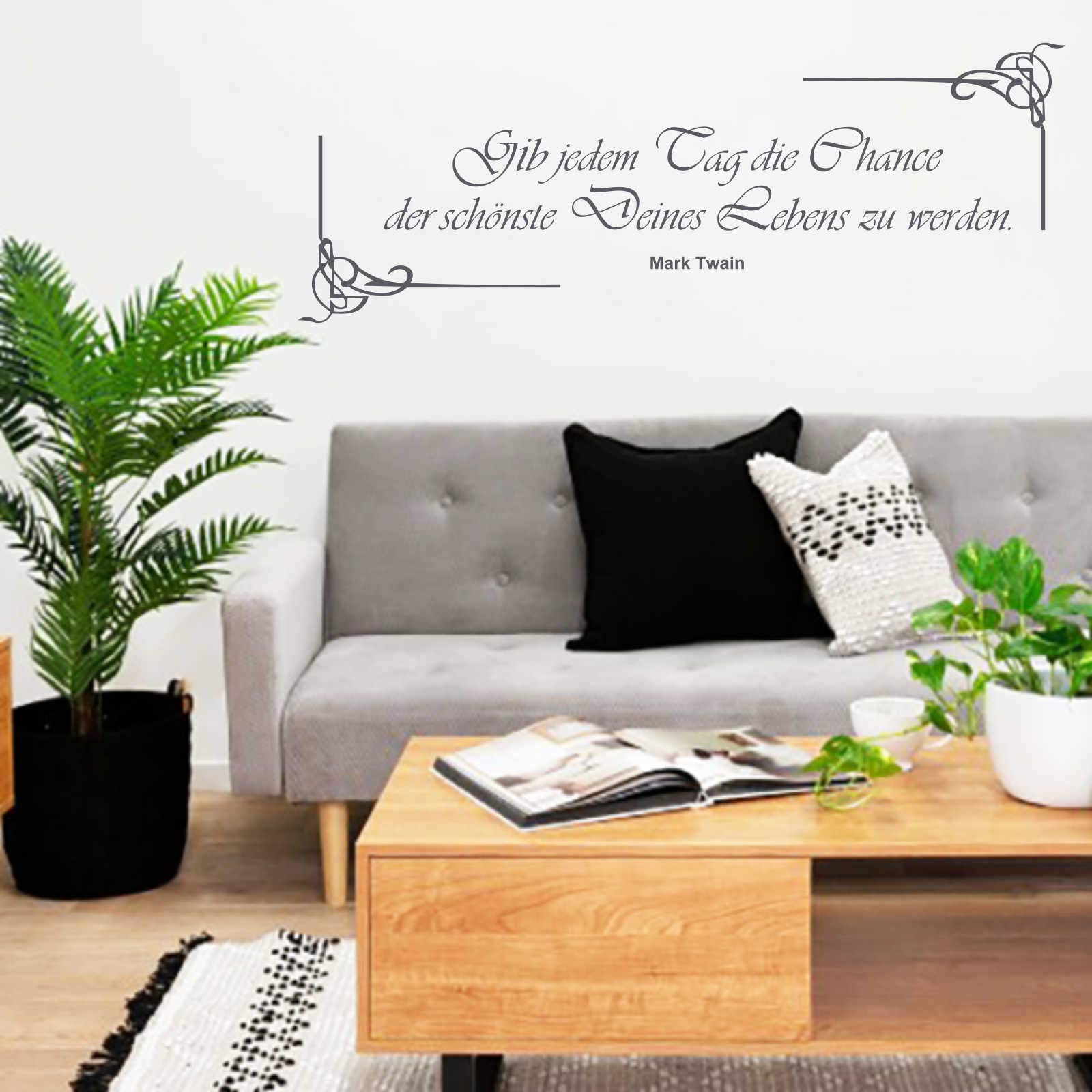 INDIGOS UG - Decalcomanie da muro - adesivi da parete - Murale - "Gib ogni giorno", 164 x 58 cm - grigio scuro - Decorazione per soggiorno, camera dei bambini, ufficio, scuola