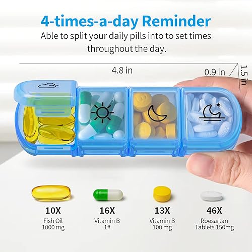 Miniatura 4 de ZIKEE - Organizador semanal de píldoras 7 días 4 veces al día, estuche grande para píldoras, vitaminas, aceites de pescado, suplementos