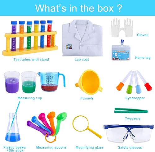 Miniatura 2 de INNOCHEER Kit de experimento científico para niños con bata de laboratorio, disfraz de científico y juguetes de juego de rol, regalo para niños y