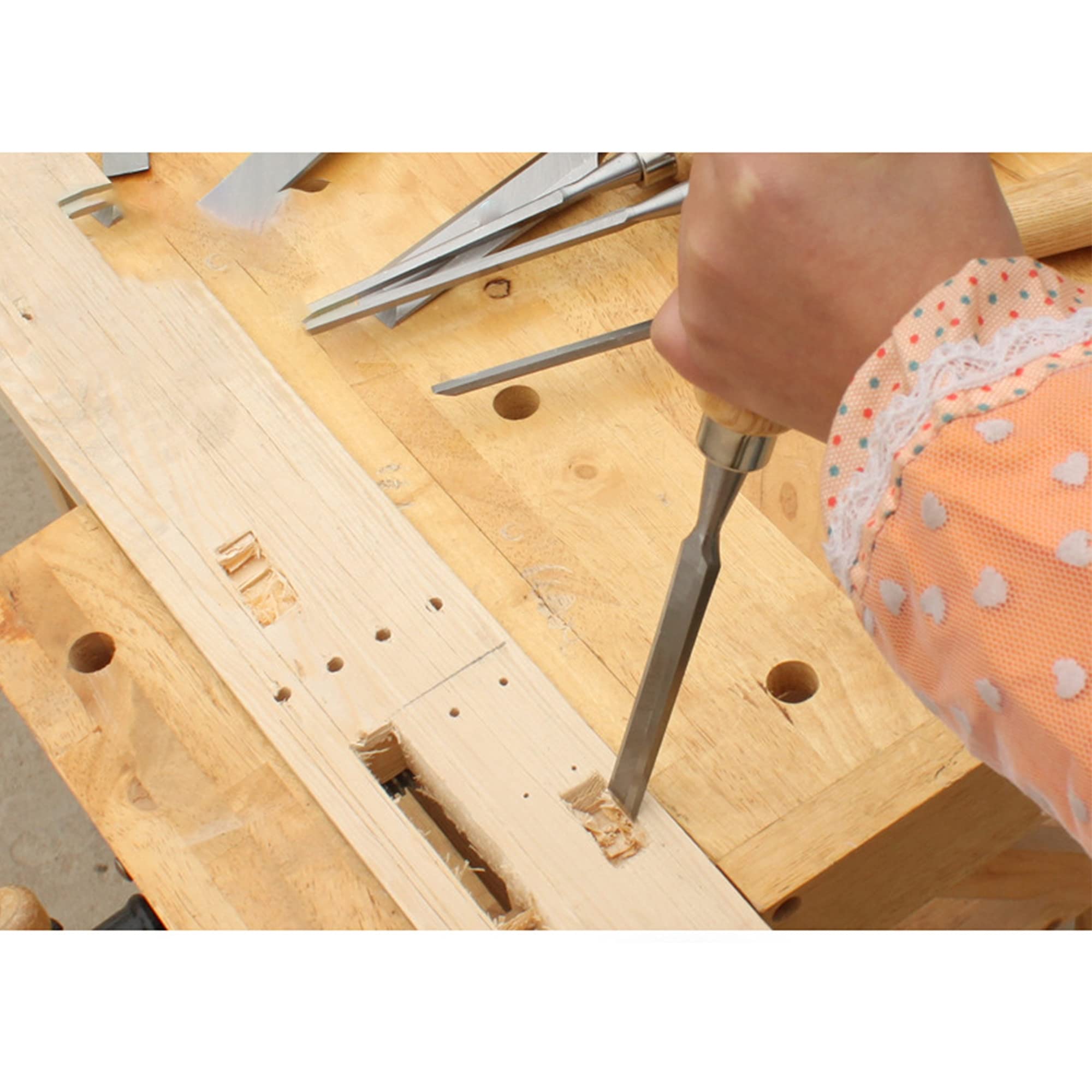 Cinceles para madera Juegos de formones de 12 piezas cinceles para madera de acero al cromo vanadio con mango de madera para carpintería tallada en madera recortando los bordes