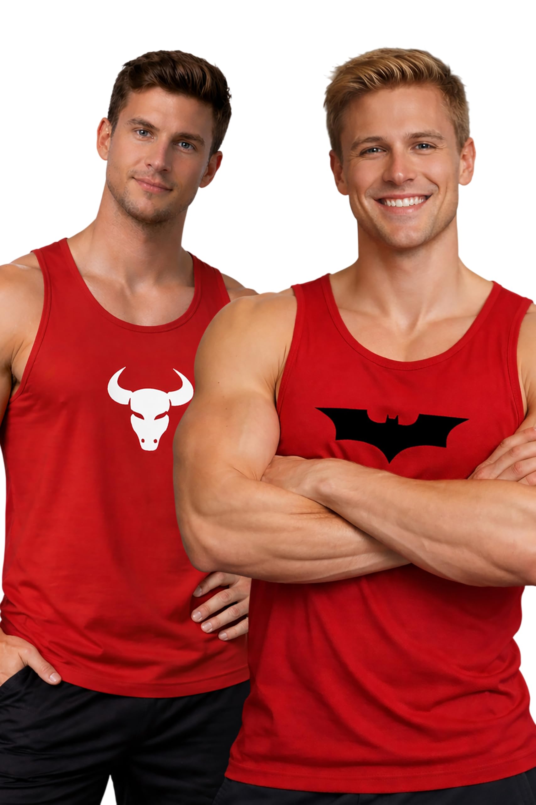 Polyester Letter Printed Vest for Men - Pack of 2 - Red | Round Neck | Sleeveless | Regular Fit | Summer & Gym Wear Tank Top for Men-image-34