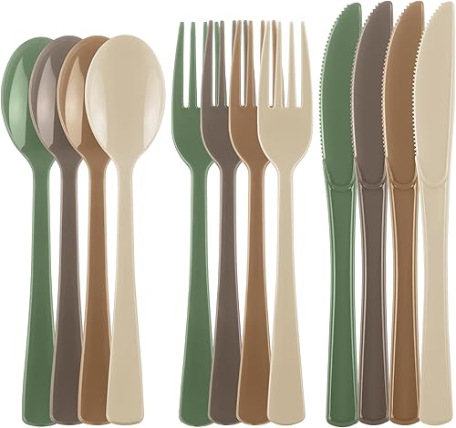 Miniatura 14 de Kochorie 300 Piezas de Vajilla de Plástico Pastel de Plata, Juego de Cubiertos de Plástico Resistente, Utensilios Desechables Pesados Incluye