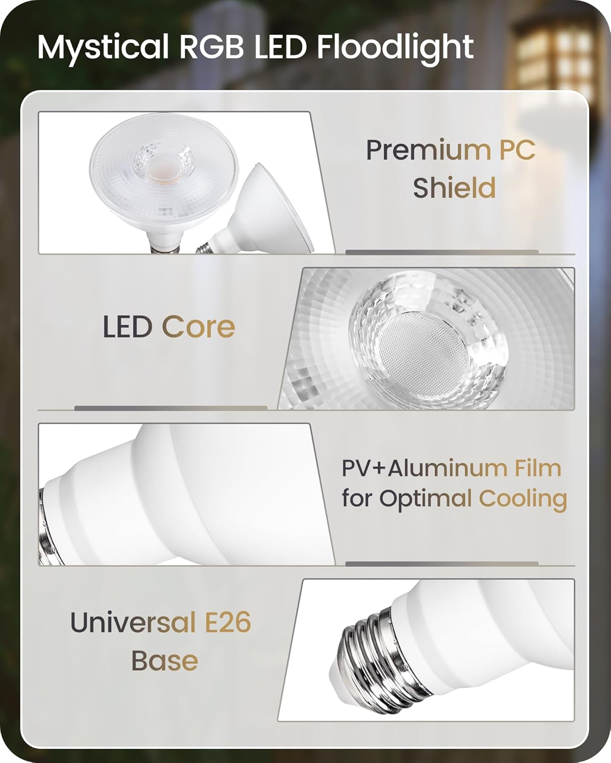2-Pack Flood Light Bulbs, PAR38 LED Outdoor Flood Light Bulbs, (120W Equiv) Dimmable IP65 for Patio Yard Porch Driveway Garage, 3000K Warm Light 18W 1800LM E26 Base, ETL Listed W05R3P205