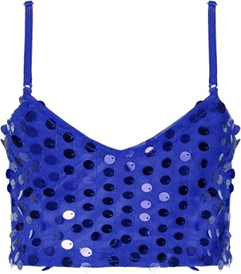 DRHOM Girls Sequins V Neck Dance Tops Straps Jazz Latin Hip Hop Modern Dance Bra Vest Shirt Stage Performance Costume