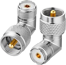 PL259 Right Angle, 2 Pack UHF Male to Female Coax Connector Adapter, 90 Degree L-Shape Coaxial Connector for Coaxial Cable,CB, Ham Radio Antenna, Low Loss for Efficient Signal Transmission