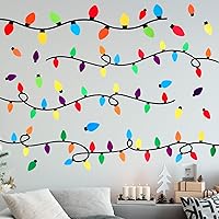 Vista 1 de Cholemy 4 hojas de calcomanías de pared de Navidad, calcomanías de bombilla de Navidad, calcomanías de bombillas de colores, suministros de fiesta