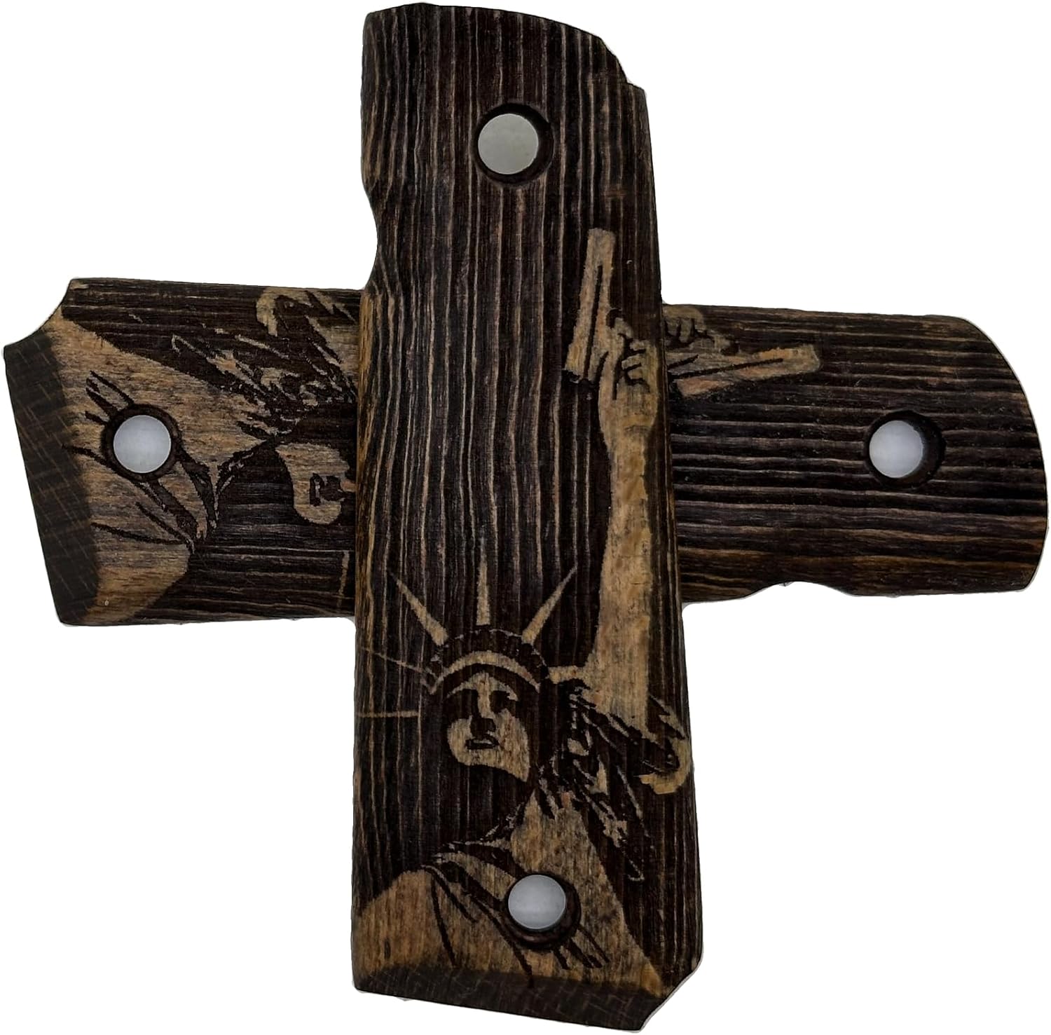 Statue of Liberty Design 1911 Wooden Pistol Grips, Ambi Safety Cut for 1911 Full Size (Rusty Walnut)