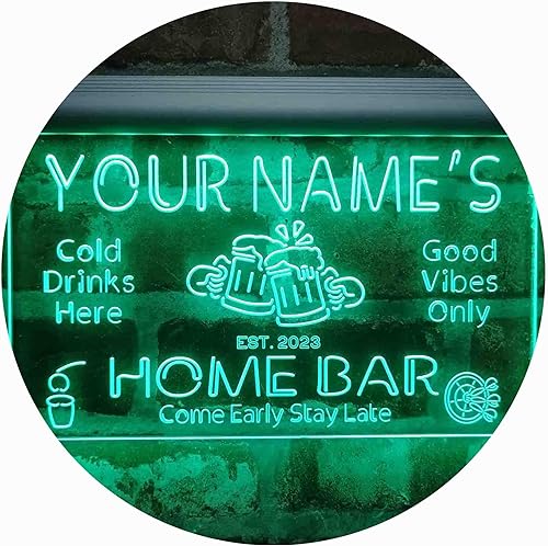 Miniatura 22 de ADVPRO Letrero de neón LED de un solo color personalizado con tu nombre para bar casero de cerveza con año de establecimiento 16 x 12 pulgadas