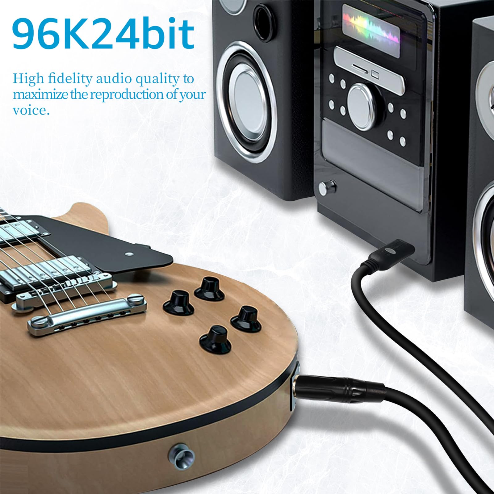 DSD TECH SH-AU20B USB zu 6.35mm Aufnahme-Audiokabel Unterstützt 96Khz 24Bit Sampling Rate