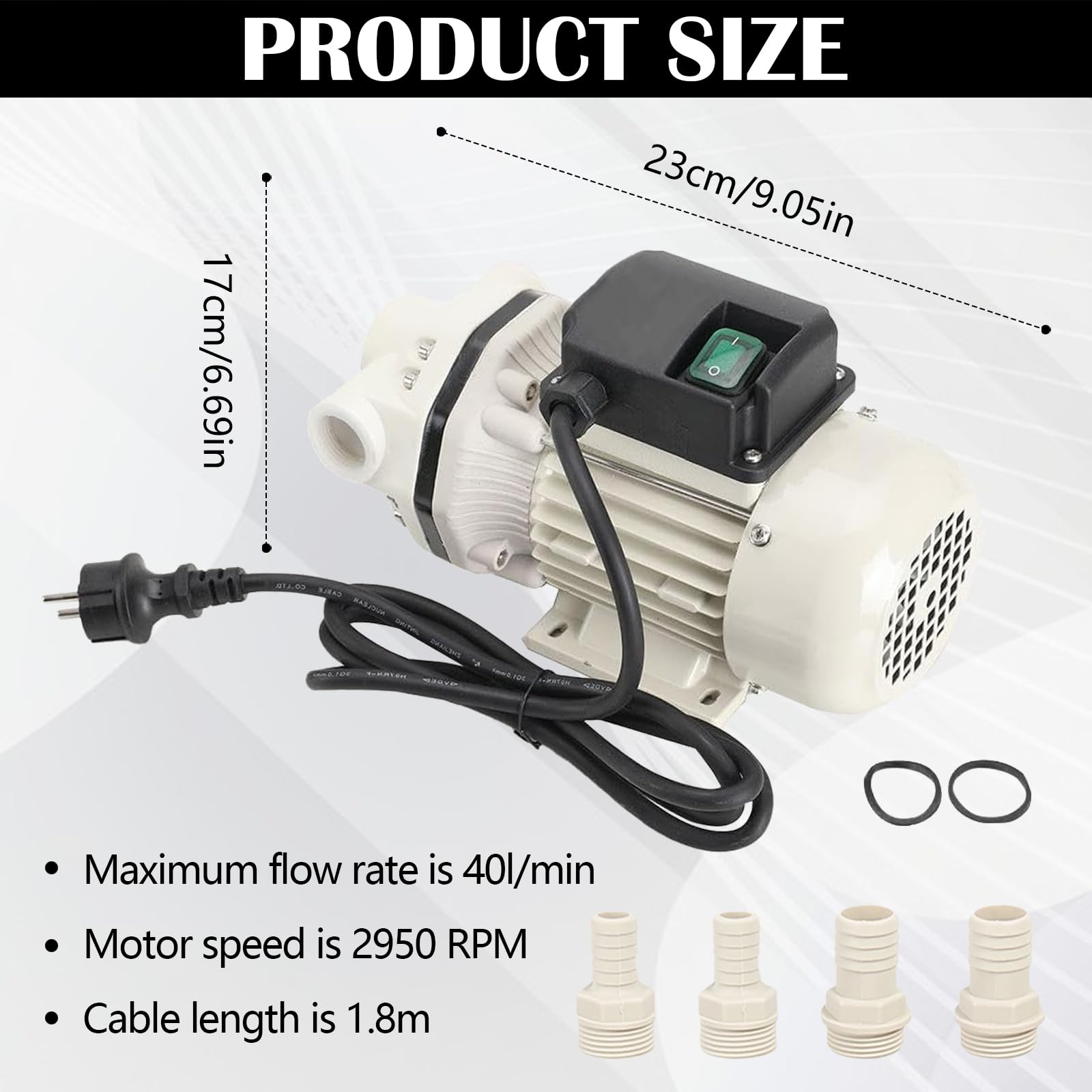 Bomba De Urea, 40L/Min Kit Bomba Ad-Blue Urea Piezas De Conexión Autocebantes Diafragma 220V - 0,4KW (50hz) Con 4 Boquillas Y 2 Abrazaderas 2950 Rpm Longitud Del Cable 1,8m