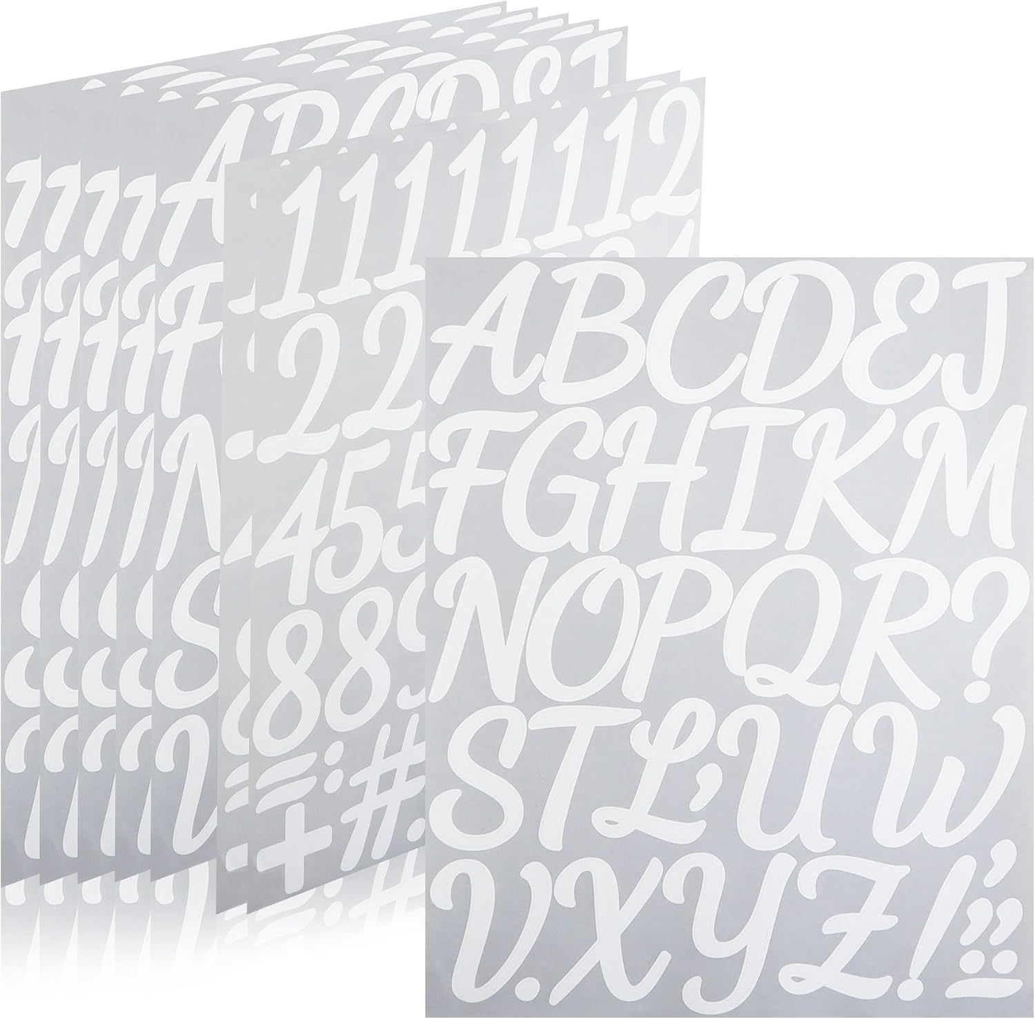 290 Pieces 2 Inch Self Adhesive White Letter Number Stickers | Vinyl Alphabet Waterproof Letters Numbers for Mailbox, Bulletin Board, Poster, Classroom, Scrapbook and Outdoor (8 Sheets)