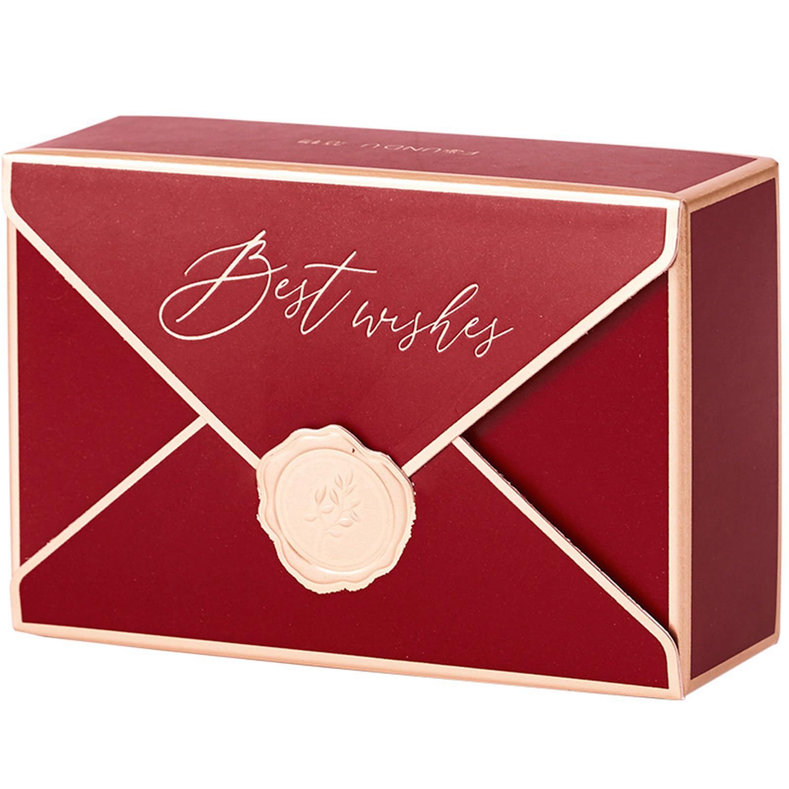 BBTISG 50 Pcs Wedding Candy Boxes, Bronzing Gift Boxes Envelope Shape Candy Boxes Candy Cookie Gift Boxes for Wedding Baby Shower Birthday Party Christmas Favour (Red)
