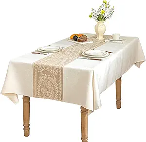 Linen Tablecloths for Rectangle Tables,Fabric Tablecloth Advanced Waterproofing Technology for Dinningroom,Farmhouse