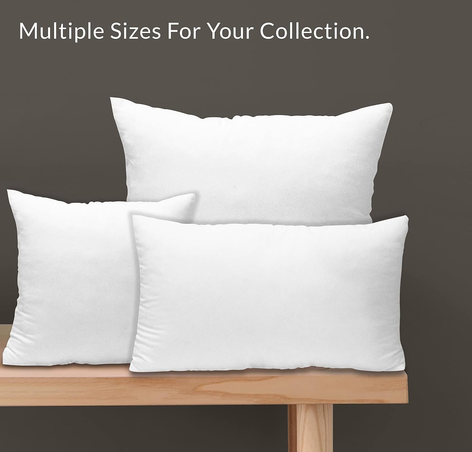 ROYALE LINENS Throw Pillow Insert 2 Pack 16 x 16 Inch Pillow Insert - Square Pillow - Bed & Couch Pillow - Sofa Pillow Insert - Decorative Pillow Insert - Inner Cushion - Pillow & Shams Stuffer White