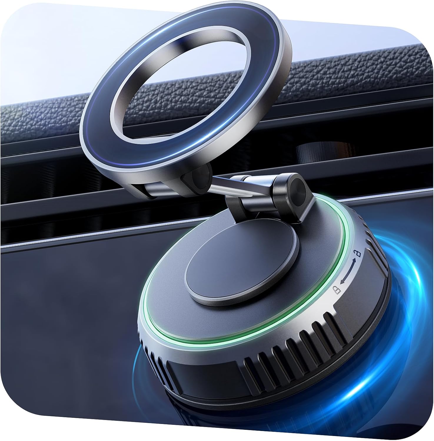 Rorhxia Car Phone Holder for Magsafe, [Enjoy Convenience, Flexibility, Stability], Foldable Vacuum Magnetic Phone Mount for Dashboard Windshield for Your Car Fit iPhone 17/16/15/14/13/12 Pro Max